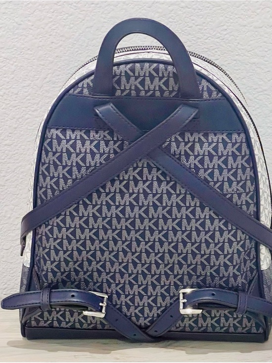 NWT Michael Kors Blue & White MK Monogram Backpack Travel Bag main image 4